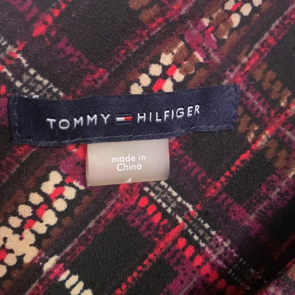 Tommy Hilfiger Burgundy Black Plaid Fit & Flare Belted Midi Dress NWT - Picture 6 of 11